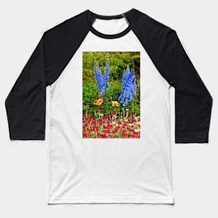 Blue Delphiniums Summer Flowers Baseball T-Shirt